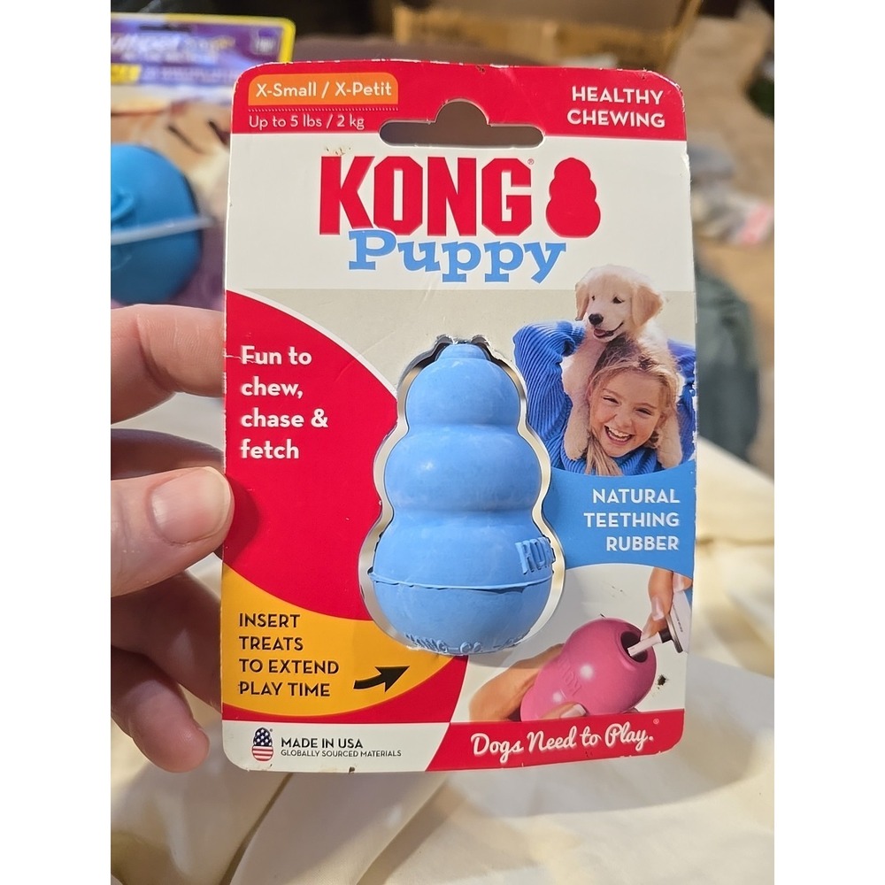 Kong Puppy Xsmall Up To 5 Lbs New Blue Natural Teething Rubber New KP4 Chew